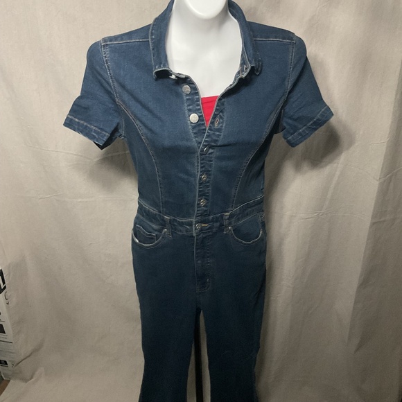 Flare Denim Playsuit - Picture 1 of 8